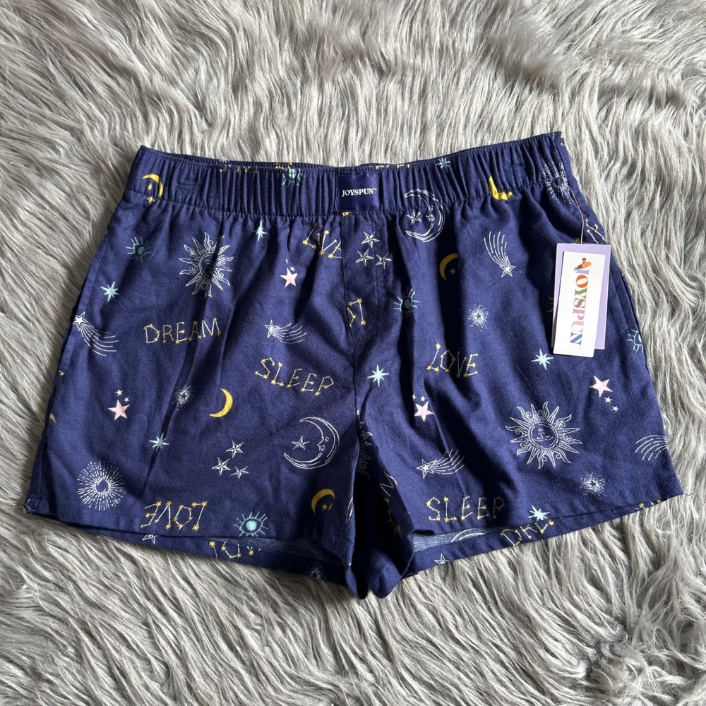 Joyspun Pajama Shorts Women's Size XS (0-2) Blue Star Moon Pajamas Pjs
